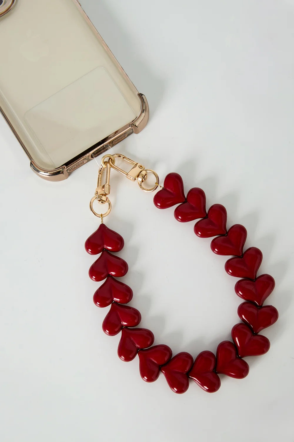 Telefoonkoord Hartjes Rood Goud