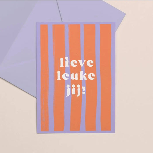 Handgeschreven Wenskaart Lieve Leuke Jij