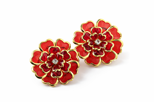 Sierknoop voor Blouse – Rood met Goud