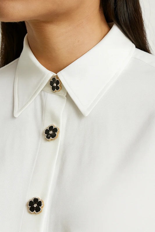 Drukknopen Bloem Zwart Goud (Set van 2)