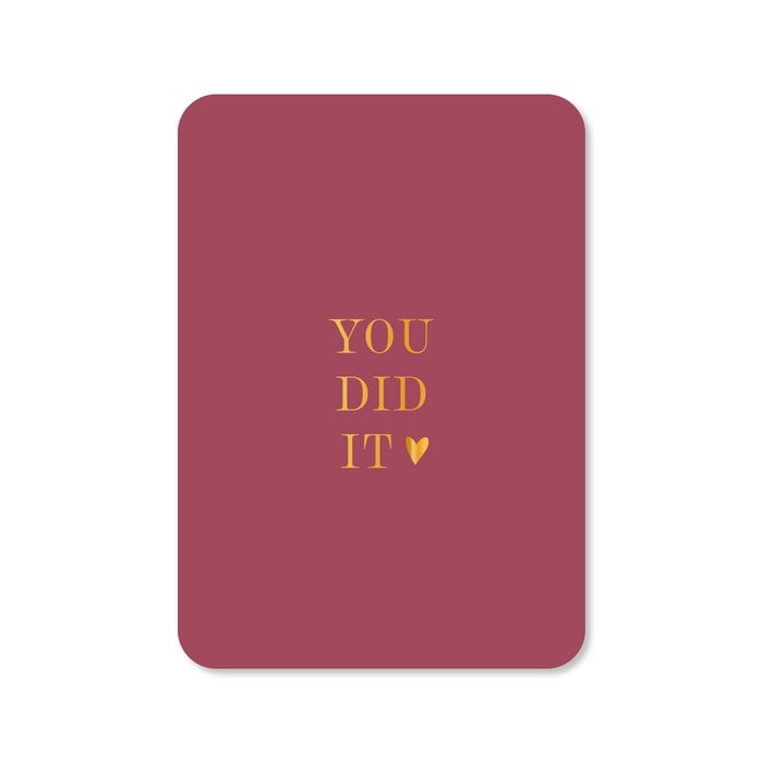 Handgeschreven Wenskaart You Did It met Goudfolie
